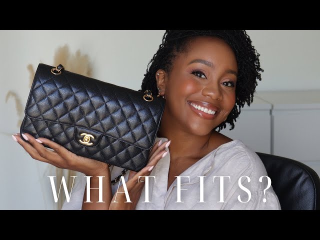 Chanel classic flap bag in midnight blue review & what's in my bag – Follow  Meesh