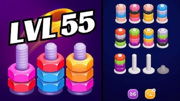 🏅 NUT SORT 🤪 Level 55 🧩 Gameplay Walkthrough