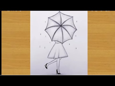 Premium Vector | Color illustration of a woman holding an umbrella umbrella  oneline drawing