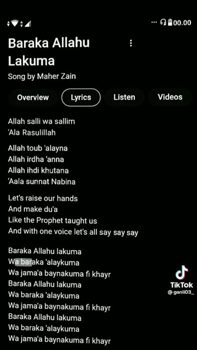 lagu baraka allahu lakuma lirik prat 1