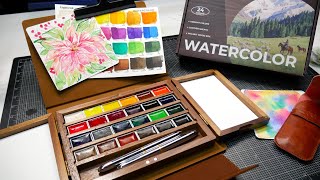 картинка: Wicked Fancy! Обзор коробки для акварели из орехового дерева в кожаной обертке