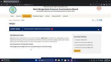 WBJEE 2025 Official Online Registration Date Release Wbjee Exam 2025 Application Form Fillup Date ?