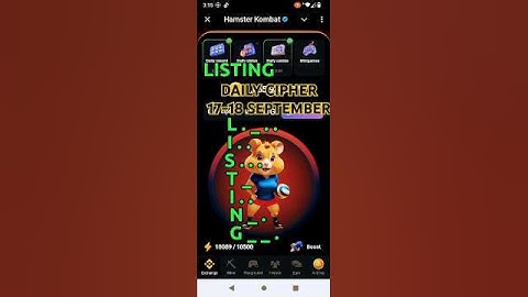 Daily Cipher Hamster Kombat 17 September #hamsterkombatofficial137gb #dailycipher #shorts #short