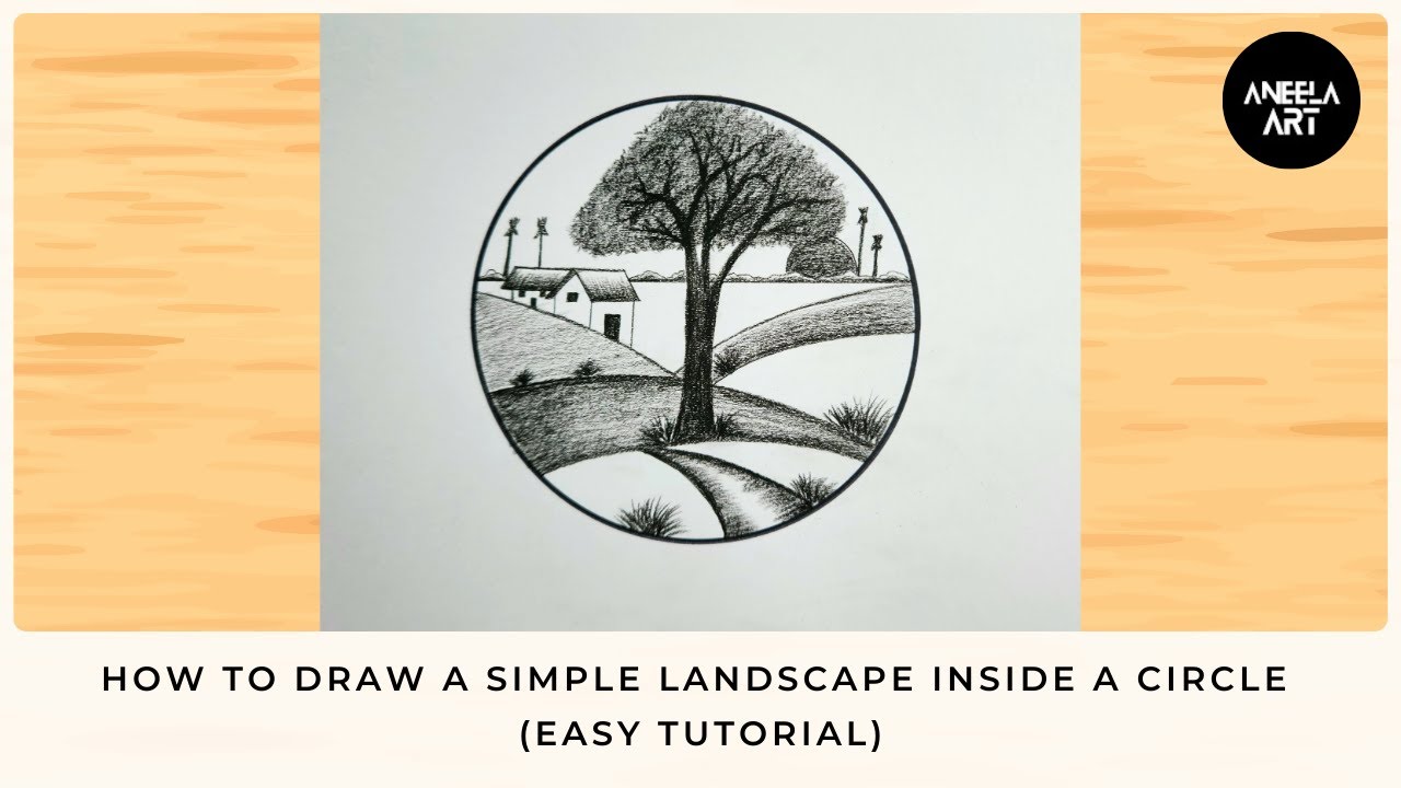 How to Draw a Simple Landscape Inside a Circle (Easy Tutorial) - YouTube