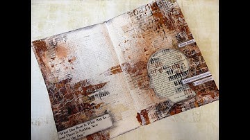 Creating a journal page with PaperArtsy Infusions spray and paper scraps