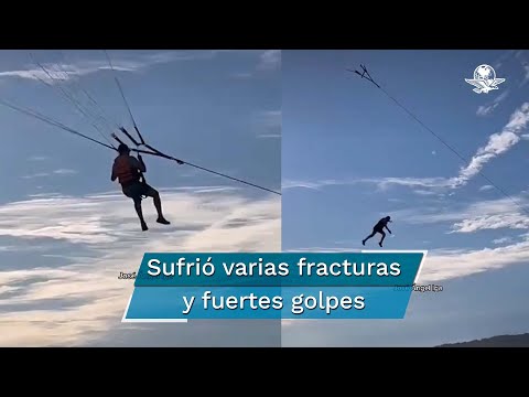  Impactante momento en que un turista cae tras romperse el parapente donde volaba (vídeo)