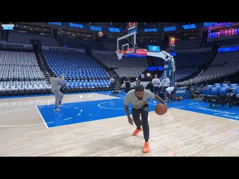 KYRIE IRVING's USUAL EARLY WARMUP ROUTINE BEFORE TONIGHT GAME 1 OF WC SEMIFIANLS AGAINST OKC THUNDER