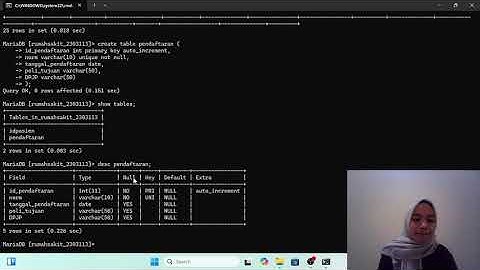 Tugas 4 Membuat tabel idpendaftaran dan iddokter Atas Nama Nuralaina_2303113_RMIK B