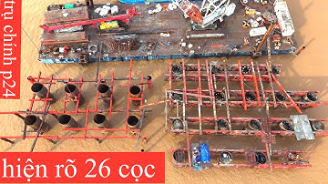 cầu đại ngãi 1 trụ neo p21 hạ lòng thép xong bê tông đường thủy cập bến chuẩn bị bơm 