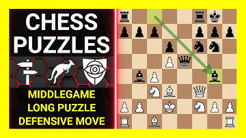 Chess Puzzles to Practice. Themes: Middlegame, Long puzzle, Defensive move. Learn Chess