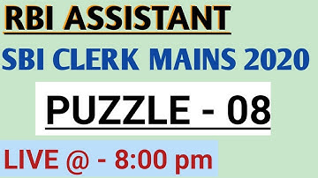 SBI CLERK MAINS & RBI ASSISTANT MAINS 2020 || SESSION -08 || REASONING ABILITY