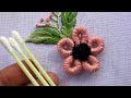Beautiful 3D flower design using earbuds|latest hand embroidery design|kadhai design