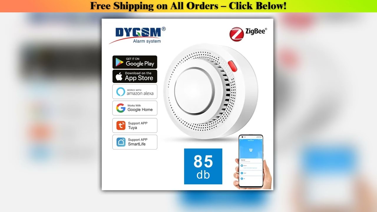 Tuya Smart Zigbee Smoke Detector Smart Home Real-time Monitoring Remote Alarm Notification App