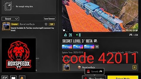Bgmi wow Parkour map code 42011 | secret level 3 