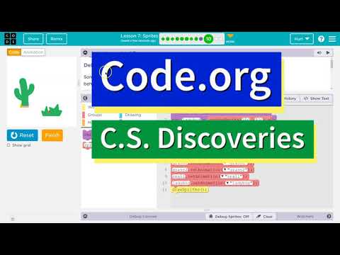 Code.org Lesson 7.9 Sprites | Activity D | Tutorial with Answers | Unit 3 C.S. Discoveries