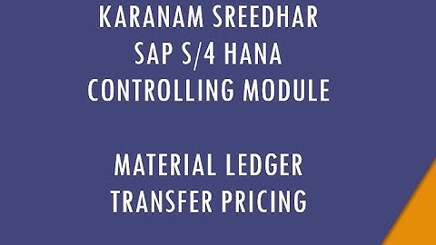 SAP CO Training:  Material ledger-Transfer Pricing
