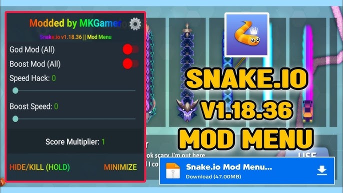 How to download snake io mod menu SNAKE IO mod MENU FUNYY MOMEN (link in  description) 