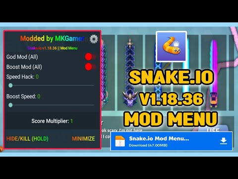 Snake Io Mod Menu Gameplay 🐍 God Mod, Score Boost, Wall Hack use All Hack/Glitch  🐍 #snakeiomodmenu 