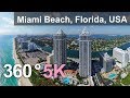 Miami Beach, Florida, USA. Aerial 360 video in 5K