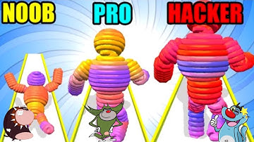 NOOB vs PRO vs HACKER Rope Man Run Android iOS Oggy And Jack Voice