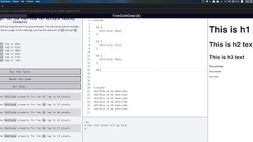 freeCodeCamp: Set the font-size for Multiple Heading Elements