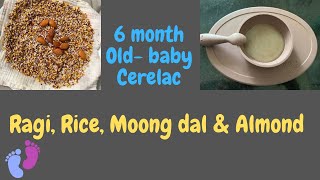 6 Month-Baby-Homemade CERELAC (Ragi,Rice,Moong dal & Almond)