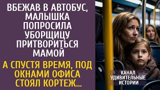 видео: Вбежав в автобус, малышка попросила уборщицу притвориться мамой… А утром под окнами офиса был кортеж картинка: Вбежав в автобус, малышка попросила уборщицу притвориться мамой… А утром под окнами офиса был кортеж