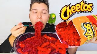 *BIG BITES* Flamin' Hot *SPICY CHEETOS* Cheesy Puffs Instant Ramen Noodles *SOFT SPOKEN* • MUKBANG