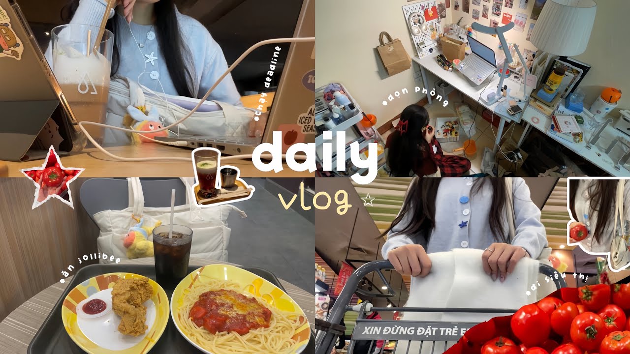 DAILY VLOG| Một ngày năng suất, học bài, đi chơi, ăn Jollibee, dọn dẹp, chụp ảnh, họp nhóm,… #vlog