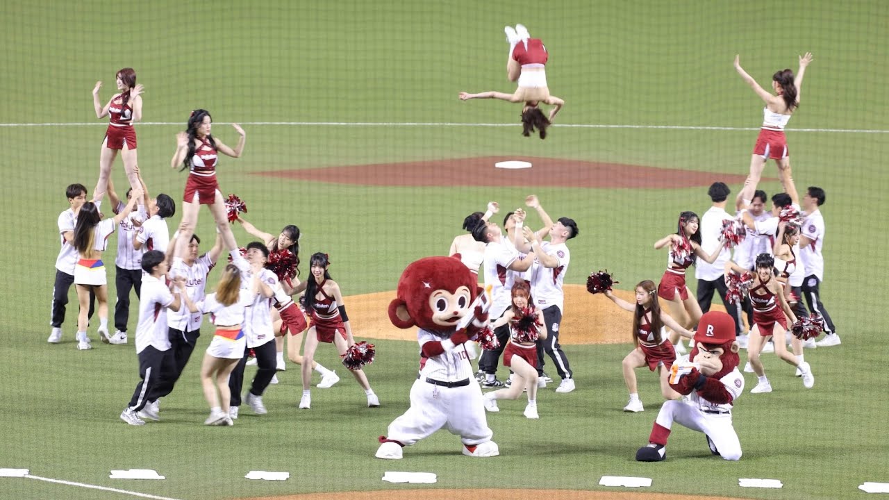 樂天女孩與競技啦啦隊的臺北大巨蛋開場舞 不可能的任務 我的天 空中翻滾就是猛 20250424