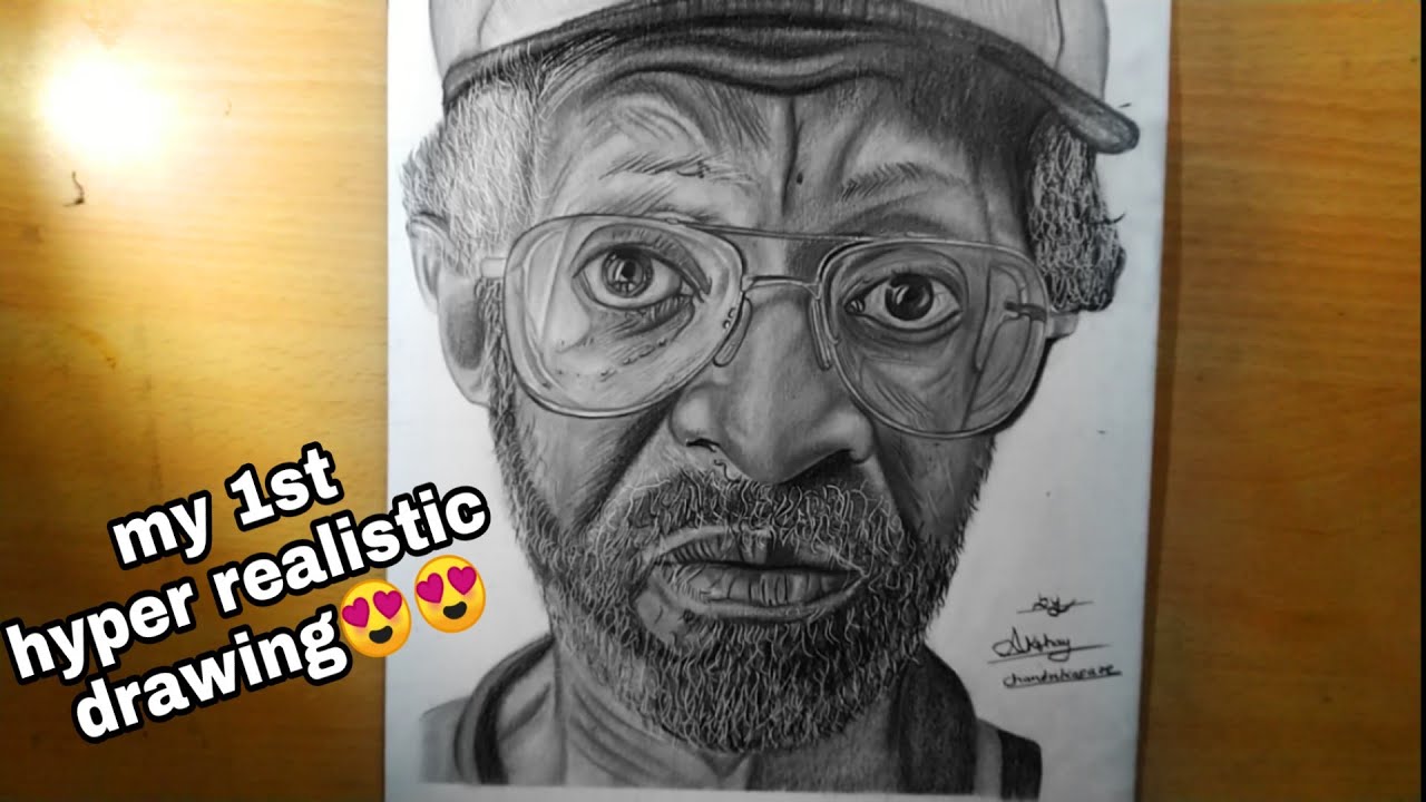 realistic old man drawing