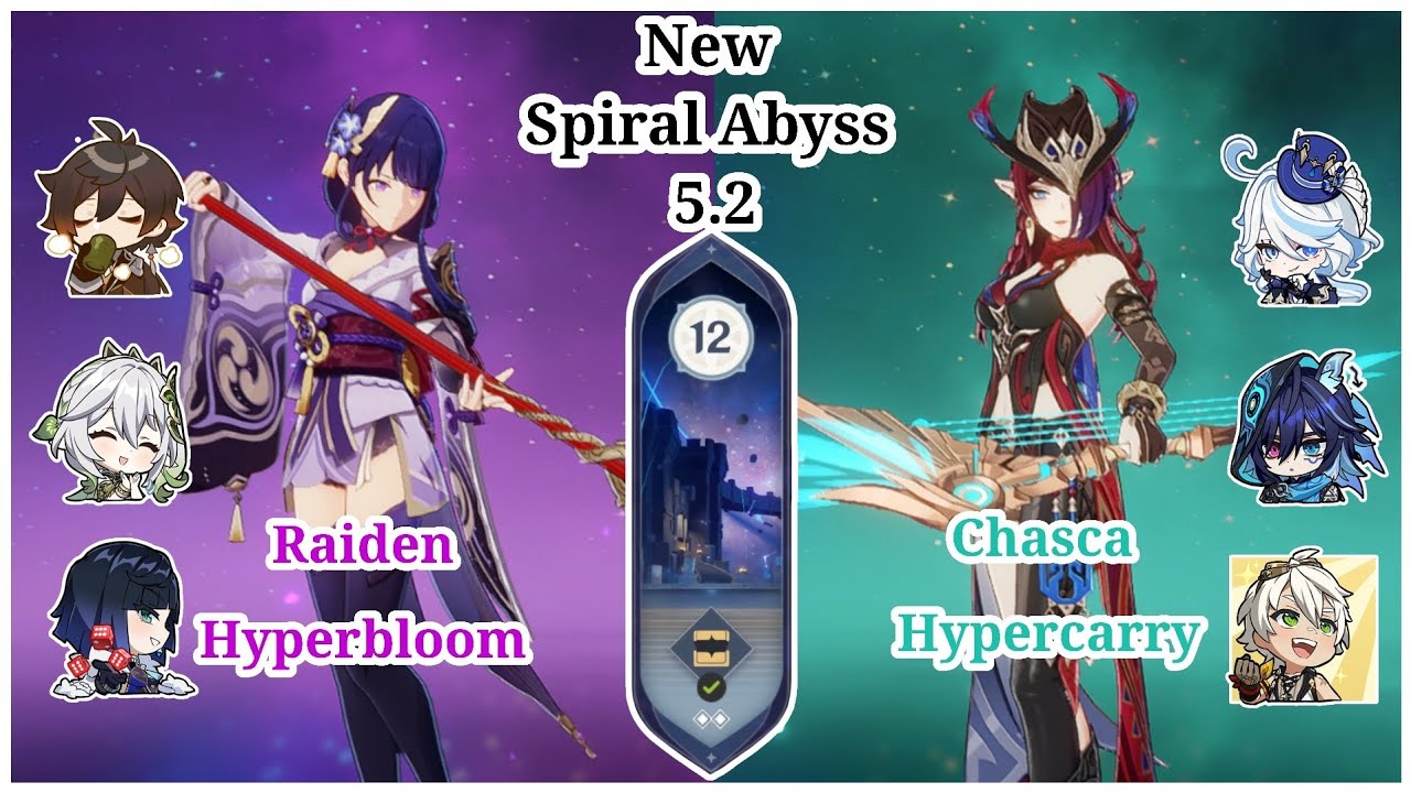 [Full Star New Spiral Abyss 5.2] C1 Raiden Hyperbloom and C0 Chasca Hypercarry - Genshin Impact