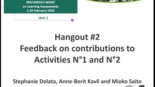 MOOC Hangout # 2- Feedback on Activities N°1 and 2