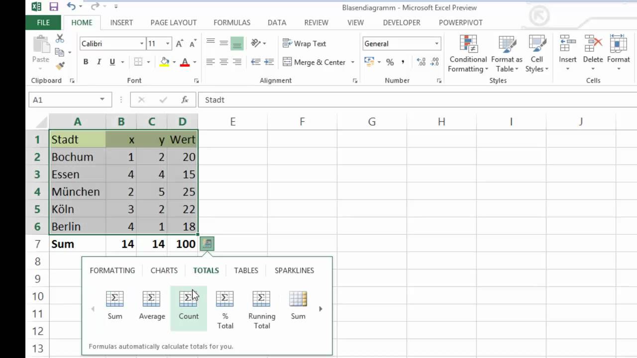 where is the quick analysis tool in excel for mac