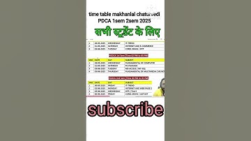 makhanlal chaturvedi university time table pgdca 1sem 2sem #pgdca #timetable #makhanlaluniversity