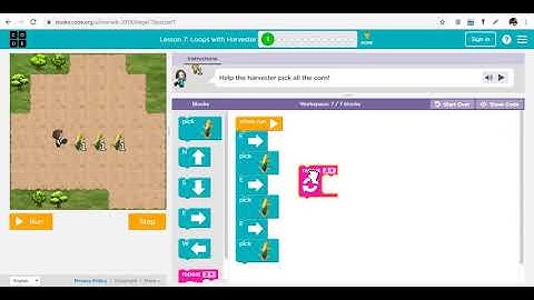 Loops with Harvester in code.org