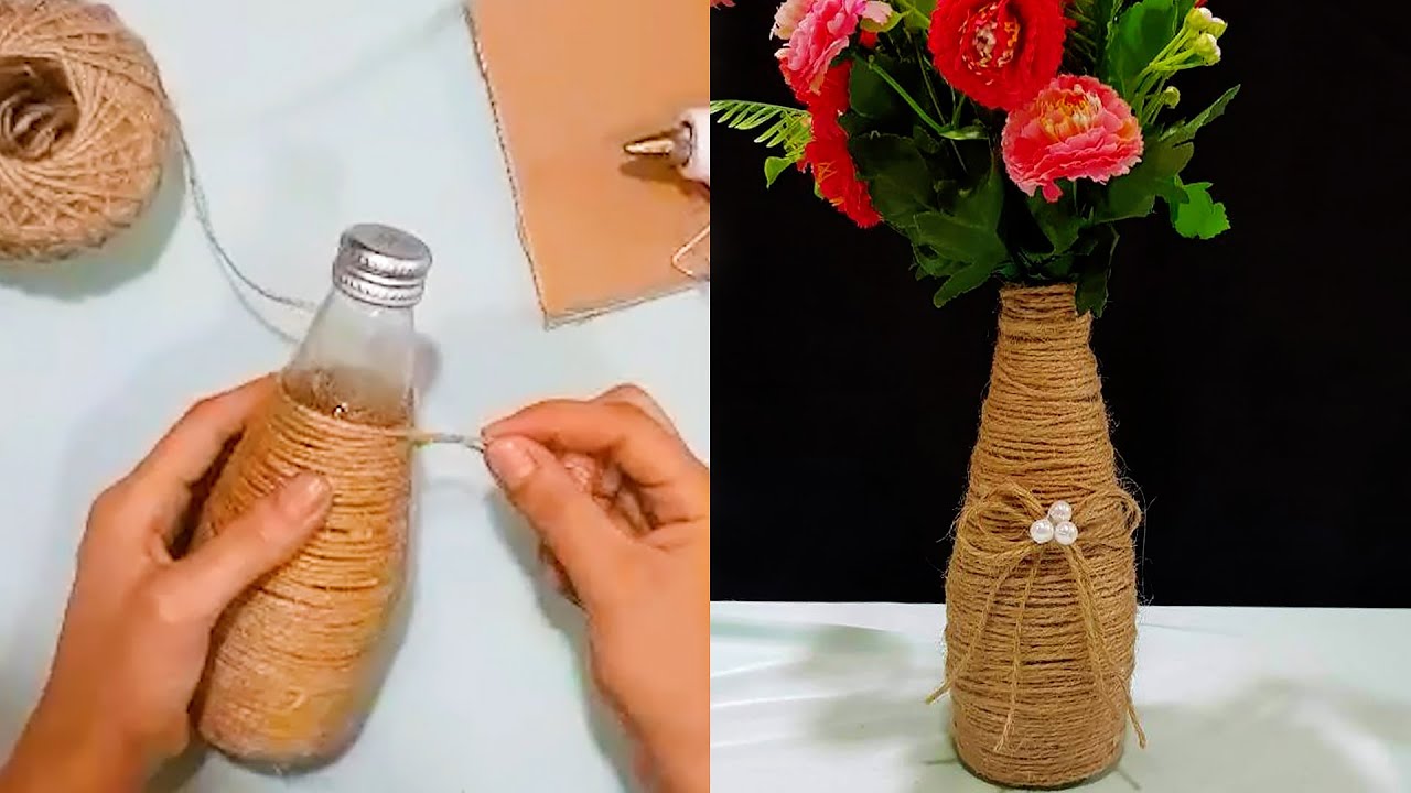 DIY Jute Vase I Unique home décor idea YouTube