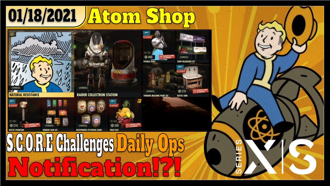 Fallout 76 Atom Shop Billboard Shop Set, Vending Machine Set, and