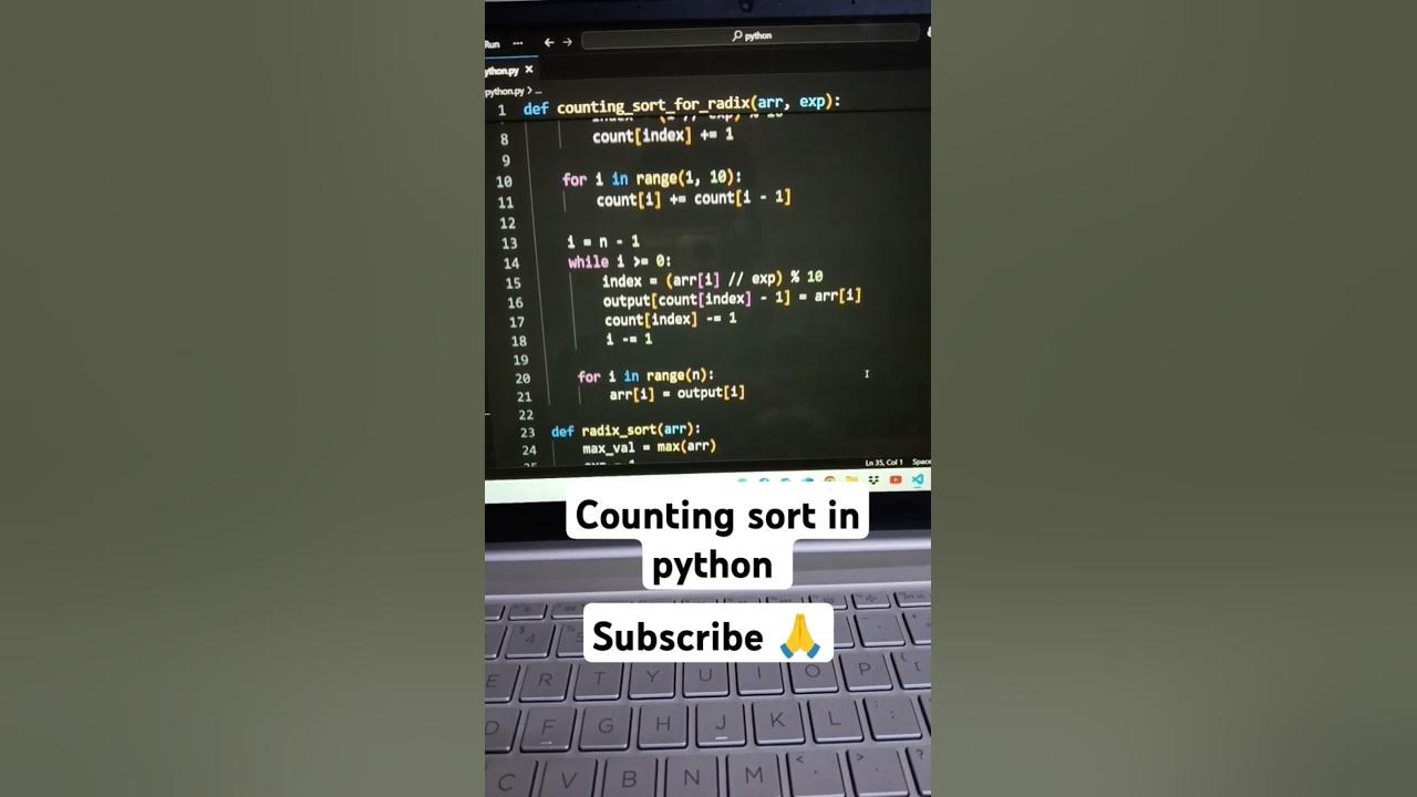 Counting sort in python||counting sort#ytshorts#video#sorts#sorting#dsa ...