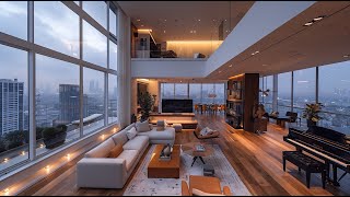 Relaxing smooth Jazz Echo mix  with rainy sound in cozy livingroom and fantastical view/Nocopyright