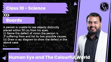 A person is unable to see objects distinctly placed within 50  cm from his eyes. (i) Name the def...
