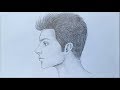 How to draw side face of male  for Beginners