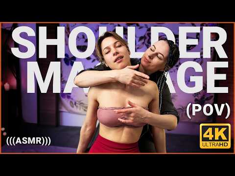 POV Shoulder and Back Massage Session with Hot Stones