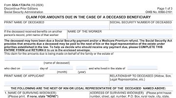 Form SSA-1724 walkthrough (Claim for Amounts Due in the Case of a Deceased Beneficiary)