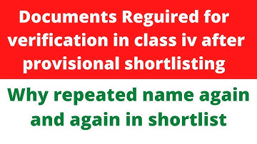 JKSSB CLASS IV PROVISIONALLY SHORT LIST OUT//Decoments required for  verification//