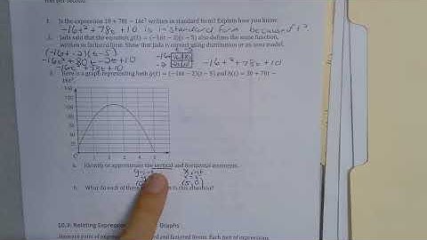 Unit 4 Lesson 10 Graphs of Functions in Standard and Factored Forms