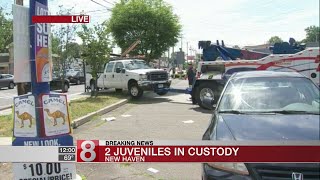 PD: 2 teens in custody after stolen car hits New Haven bus stop