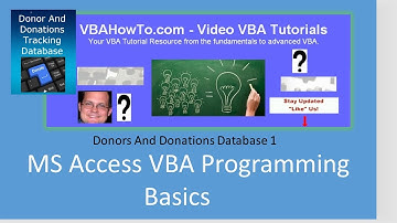 Donors And Donations Database 1   MS Access VBA Programming Basics