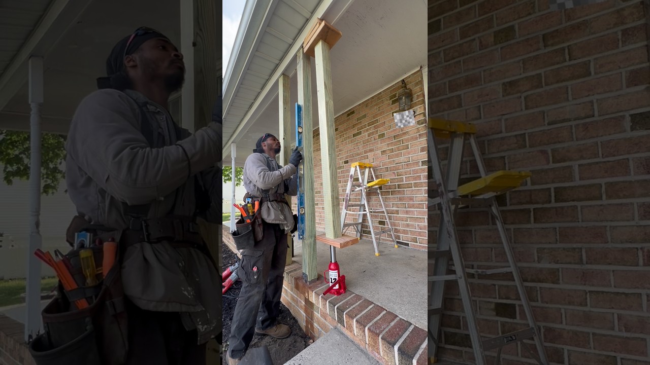 Repair or Replace?? Here’s what I did !! 3 porch post replacement and PVC Trimboard Finish!🔥 #diy