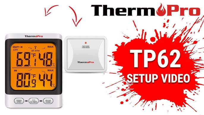ThermoPro RNAB09B8WNDVV thermopro tp358 bluetooth thermometer for room  temperature with built-in clock, smart temperature sensor and humidity meter  w